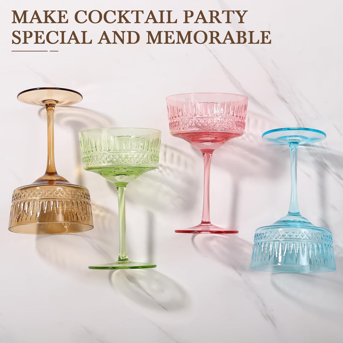 Amber Ribbed Coupe Cocktail Glasses Set of 6 T76409