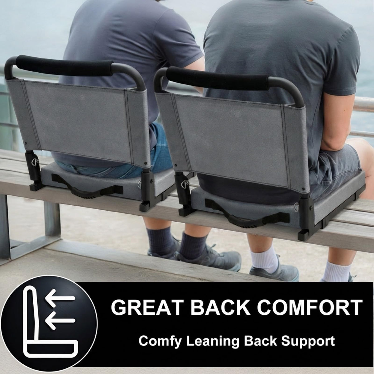 Folding Bleacher Seat with Back Support, Cushion and Shoulder Strap W4743