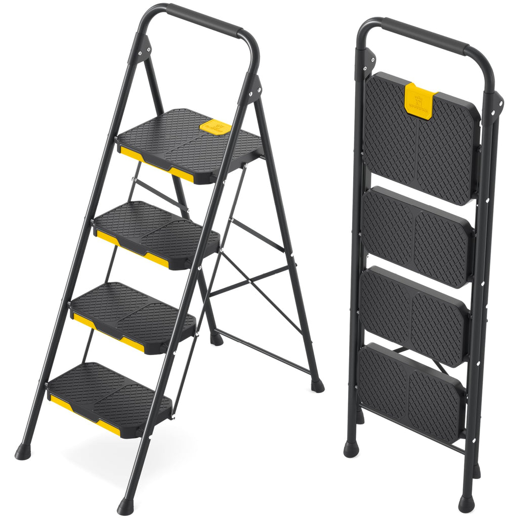 4 Step Steel Step Stool with Safe-Lock, Black S4901