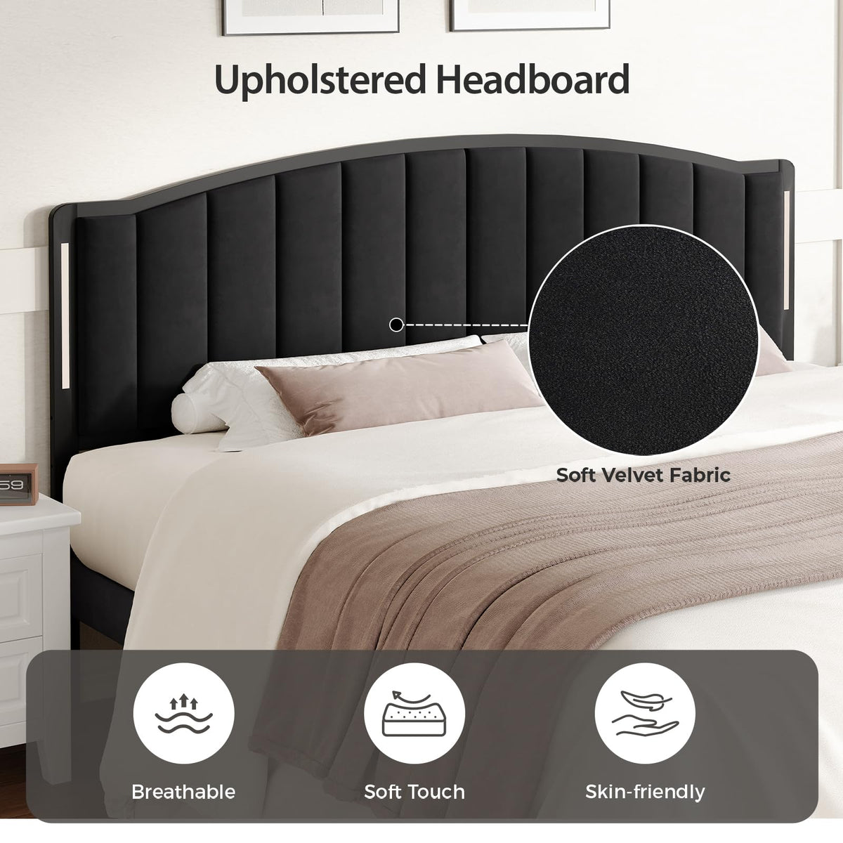 Upholstered Tufting Headboard Queen Size with Lights R859