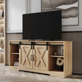 Farmhouse Wood TV Stand with Sliding Barn Door and Storage Cabinet Y69069