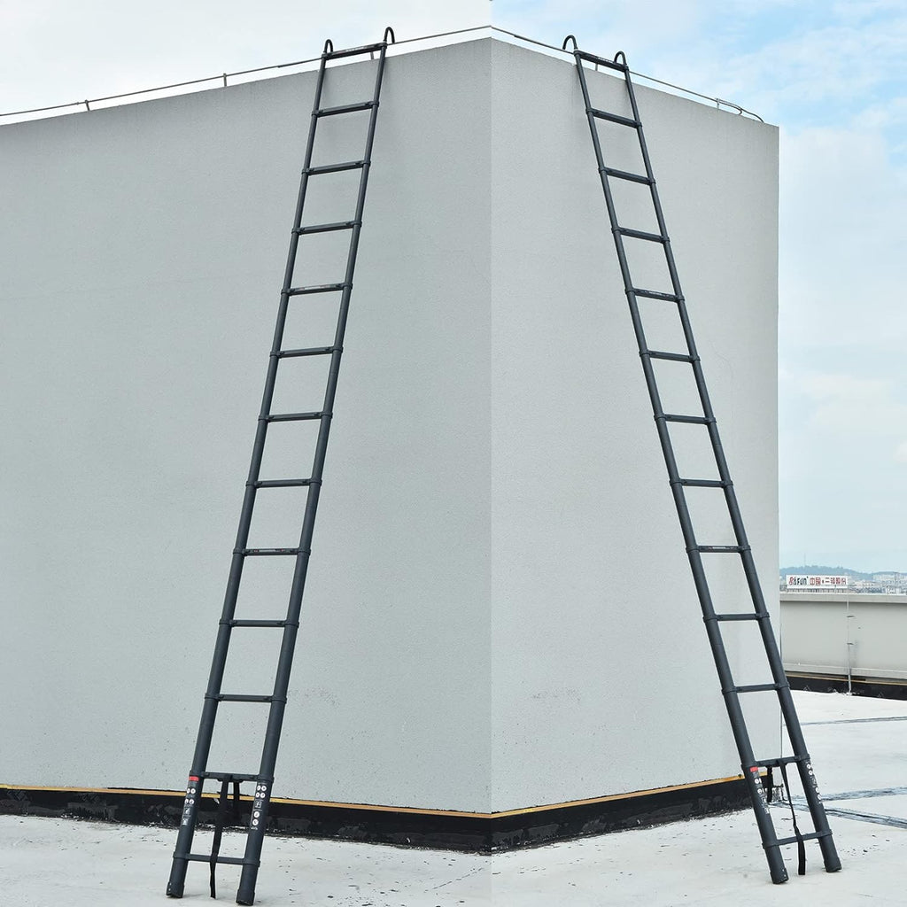20.3ft Aluminum Telescoping Ladder with Roof Hooks B9120