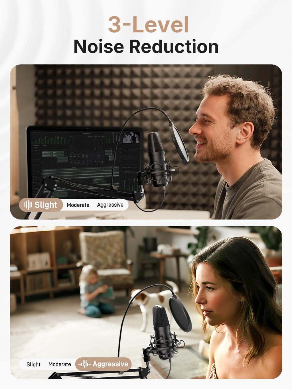 XLR/USB Condenser Microphone 192kHz/24Bit Cardioid Mic Kit U2576