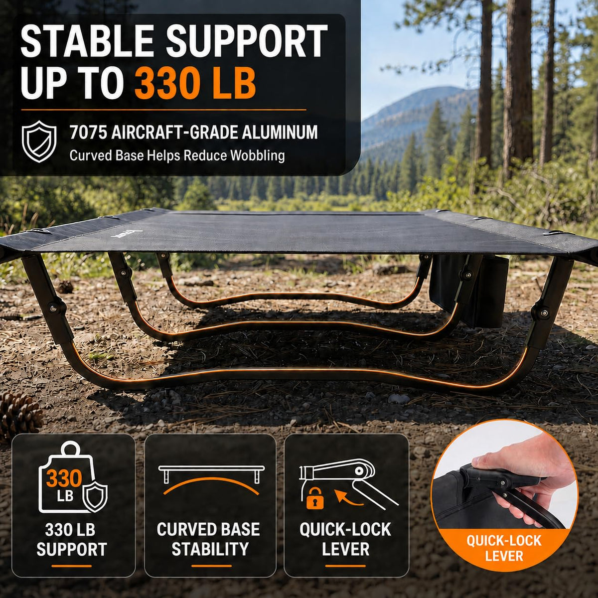 Portable Camping Cot with Pillow Pocket B848685