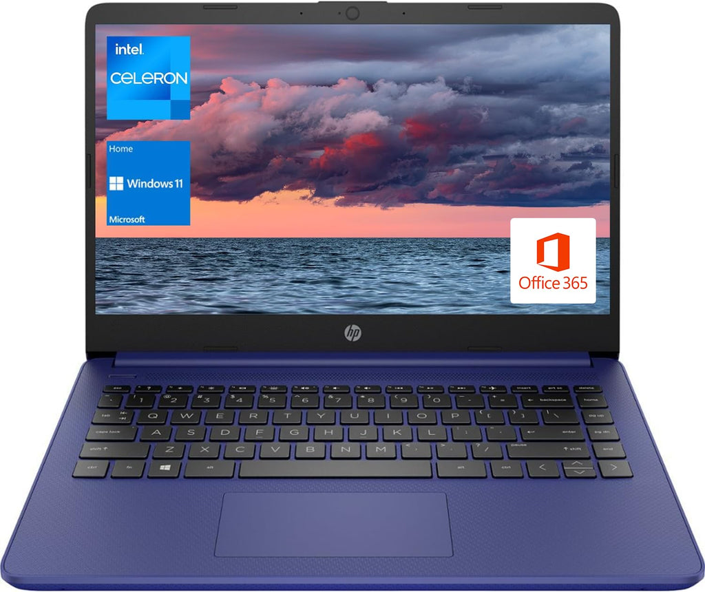 14" Portable Laptop, Intel Quad-Core, 16GB RAM, 64GB eMMC, Windows 11, Blue A295