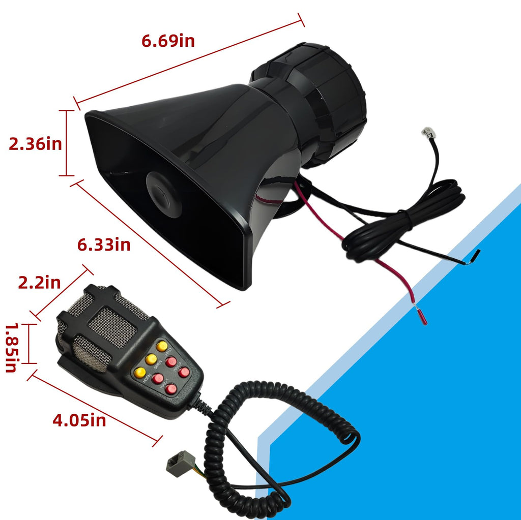 12V 100W 7 Tone Car Siren Horn Speaker with Microphone X2830