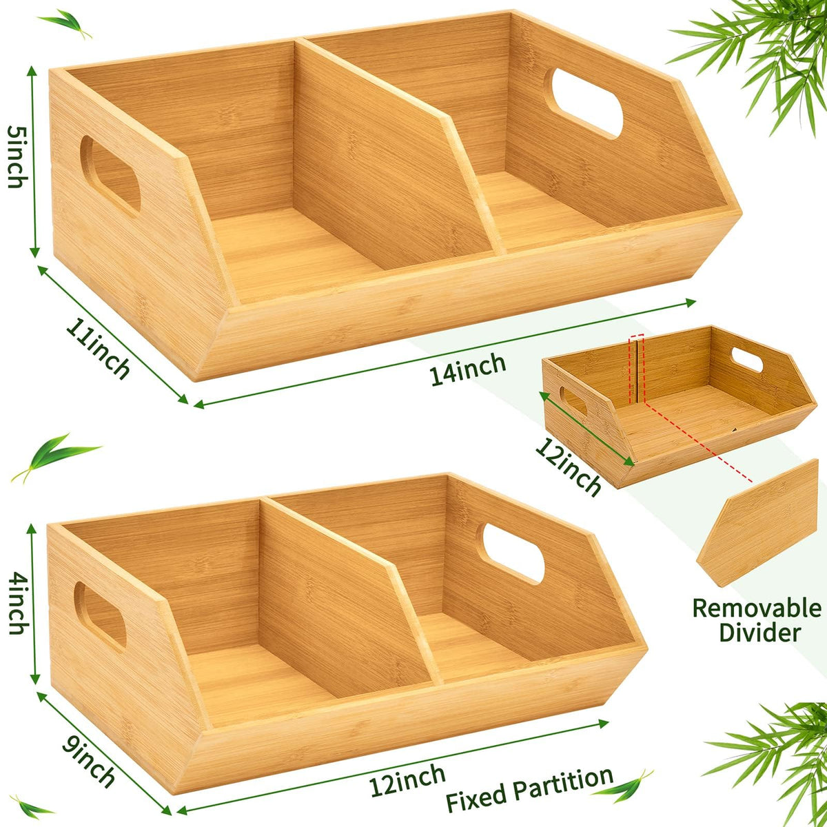 2 Set Bamboo Storage Bins H20794