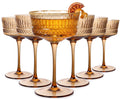 Amber Ribbed Coupe Cocktail Glasses Set of 6 T76409