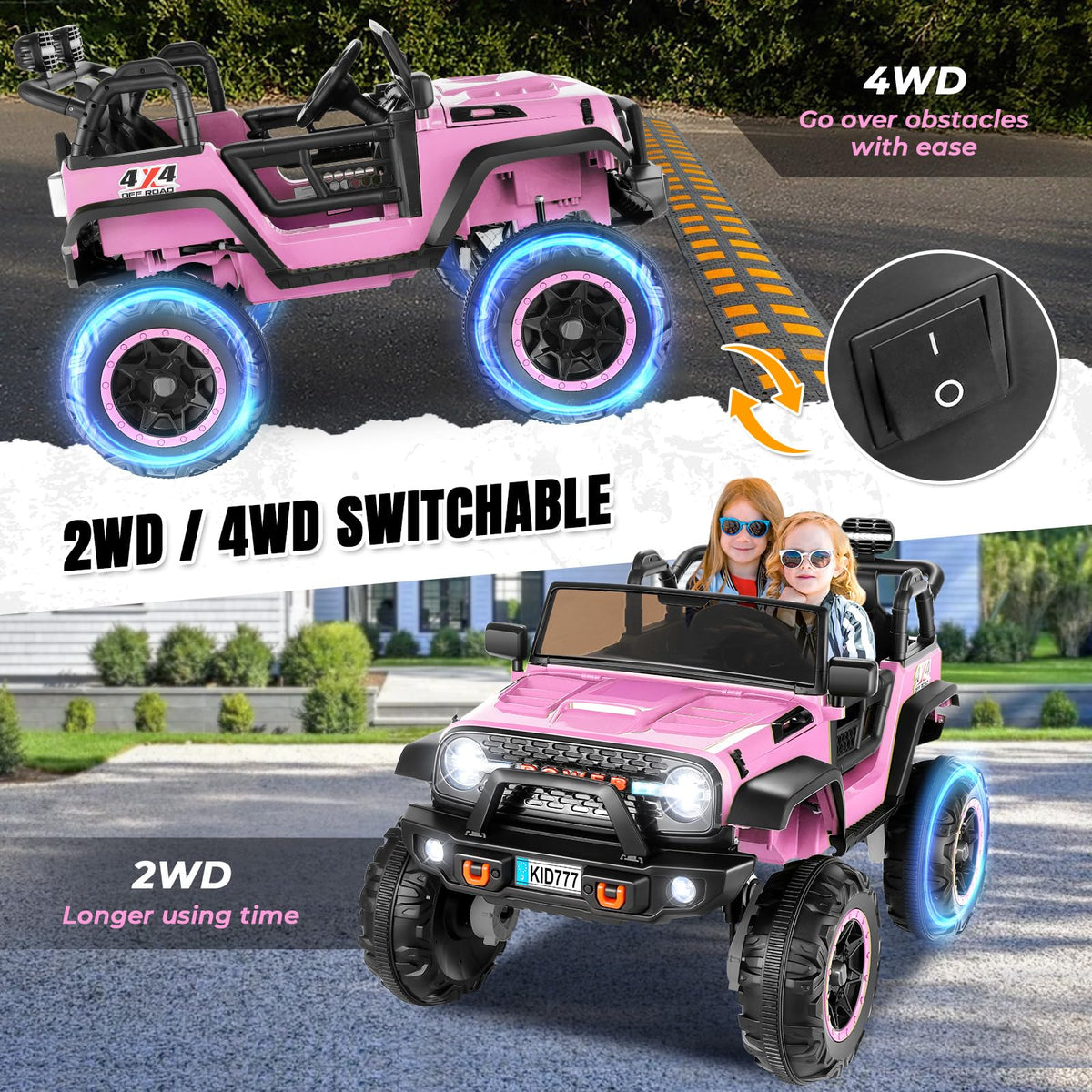 24V 2 Seater Pink Ride On Car P3857
