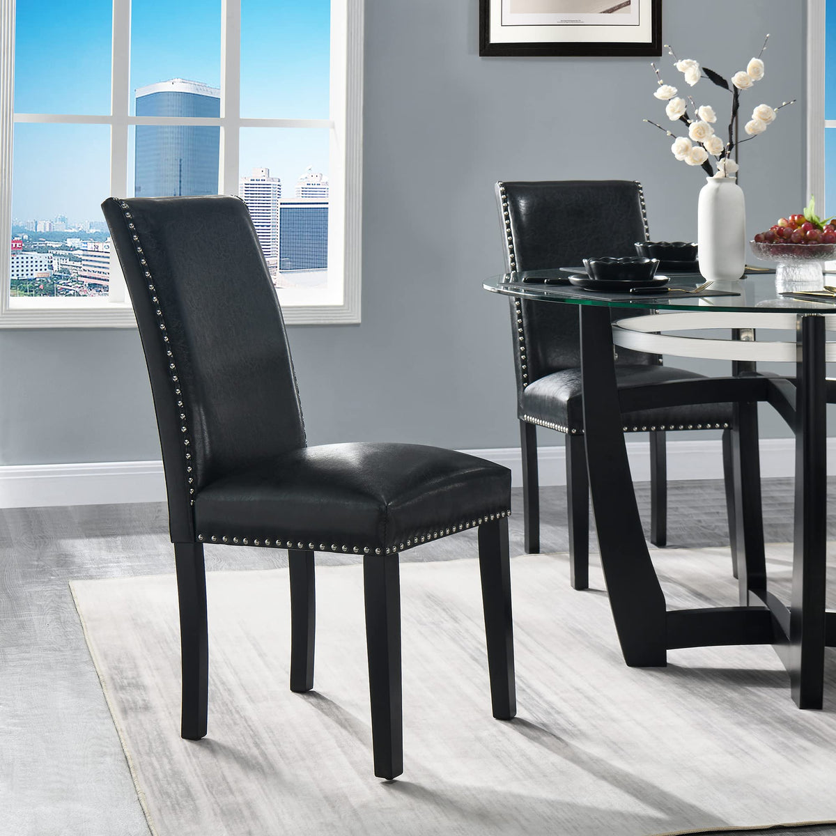 Set of 2 Faux Leather Upholstered Dining Chairs O1981