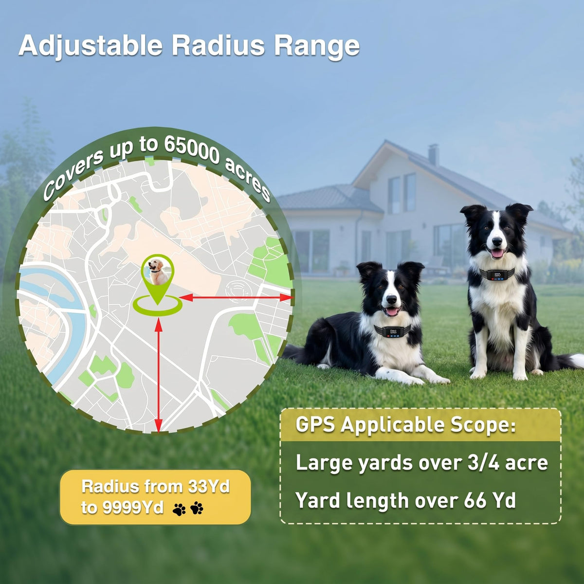 GPS Wireless Dog Fence System with 2 Collar G96452