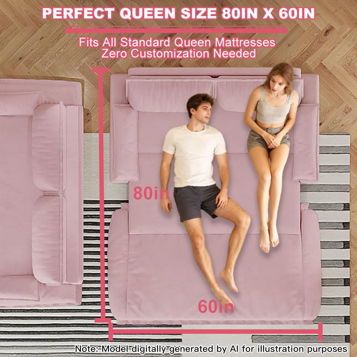 Queen Size Velvet Sleeper Sofa Bed M162
