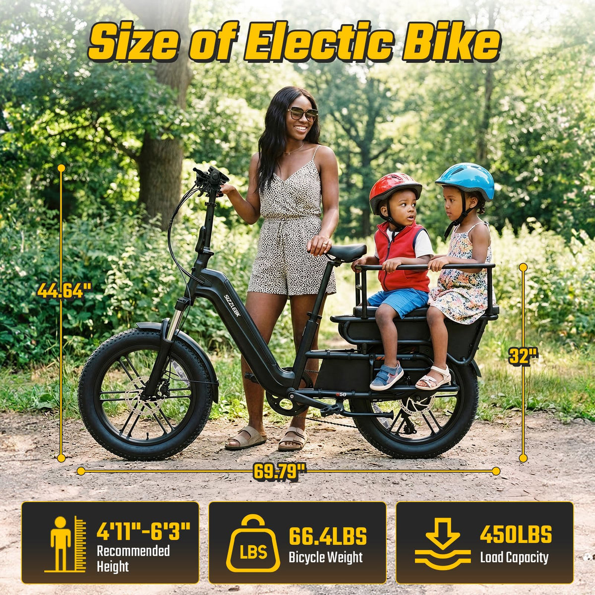 Electric Bike with Seat, 1500W Motor 20" Fat Tire, 48V 15Ah Battery V3641