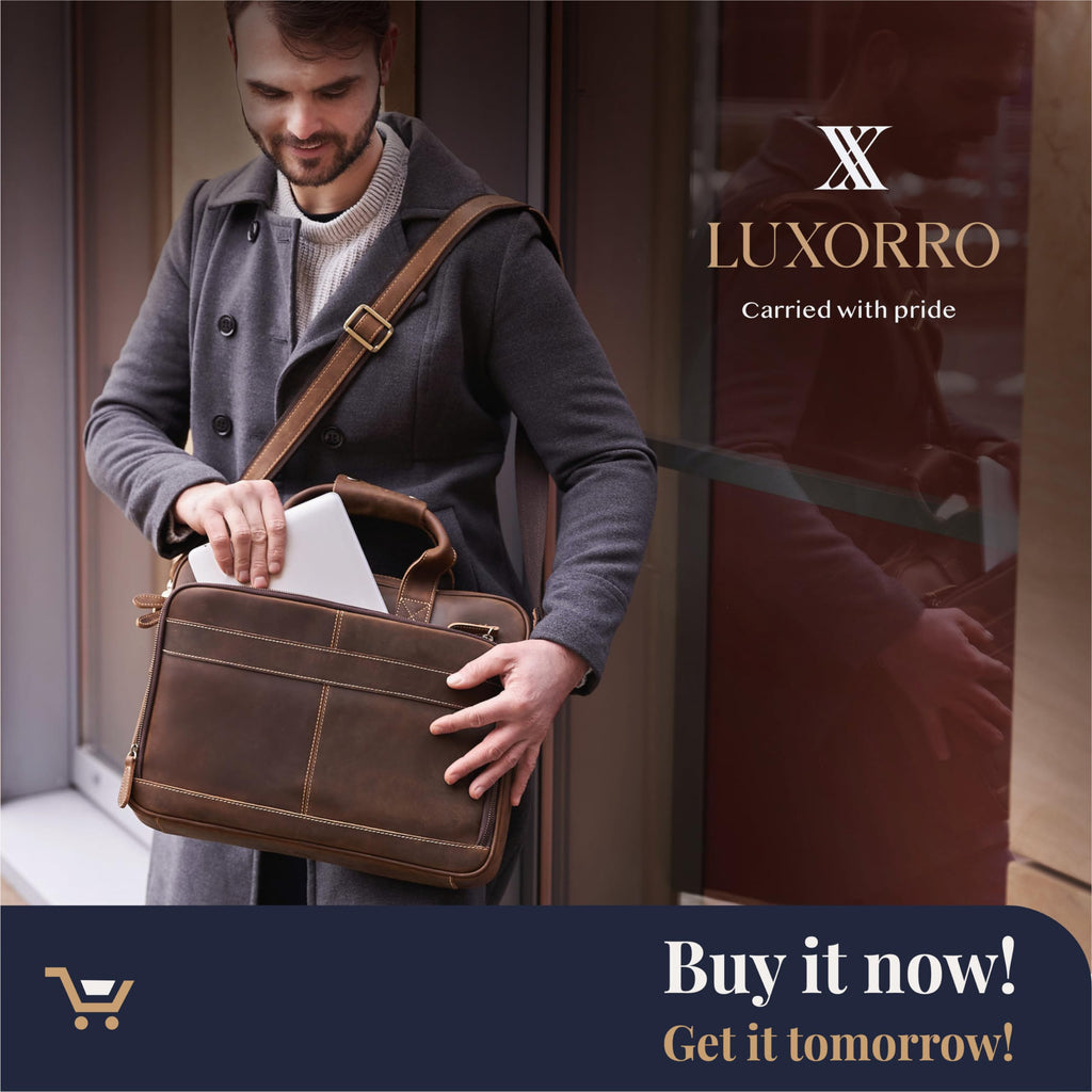 Full-Grain Leather Laptop Briefcase B42383