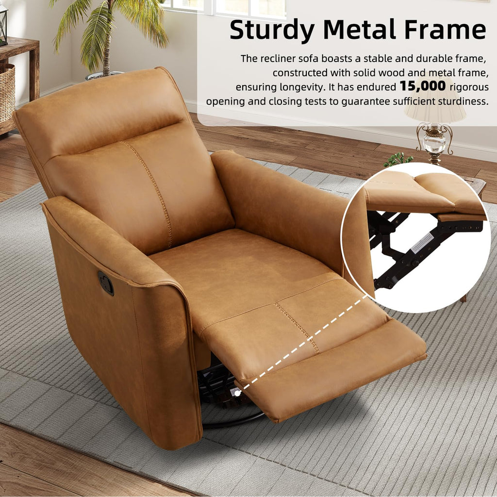 Brown Leathaire Swivel Rocker Recliner I558413