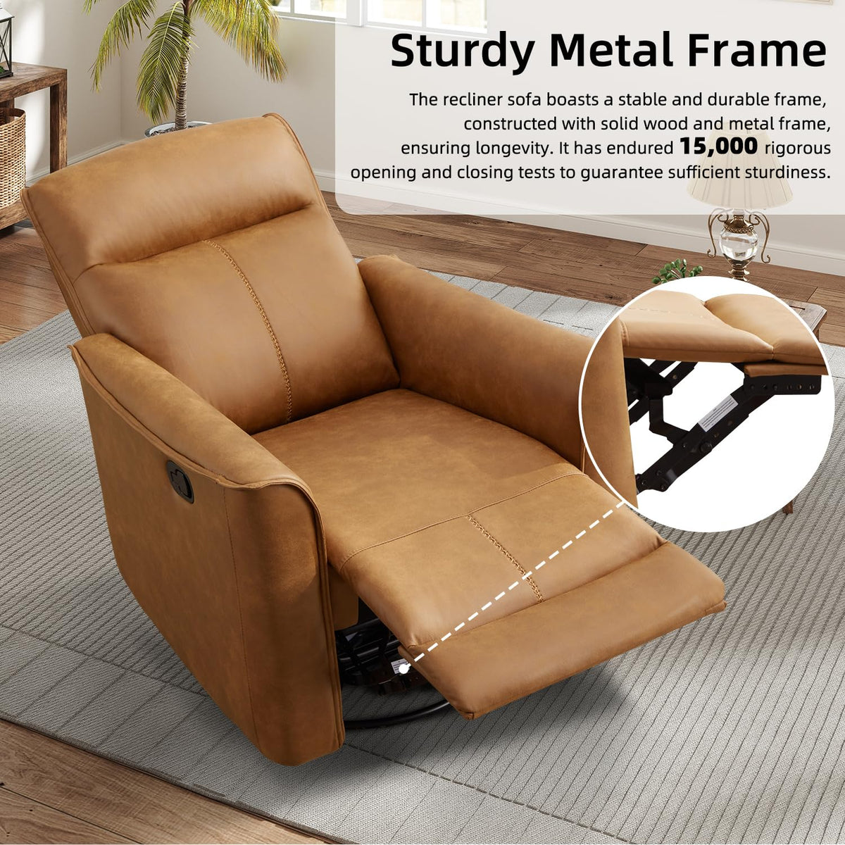 Brown Leathaire Swivel Rocker Recliner I558413