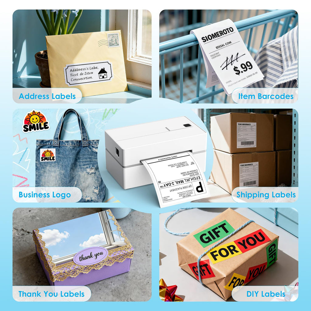White 4x6 Portable Bluetooth Thermal Label Printer E155