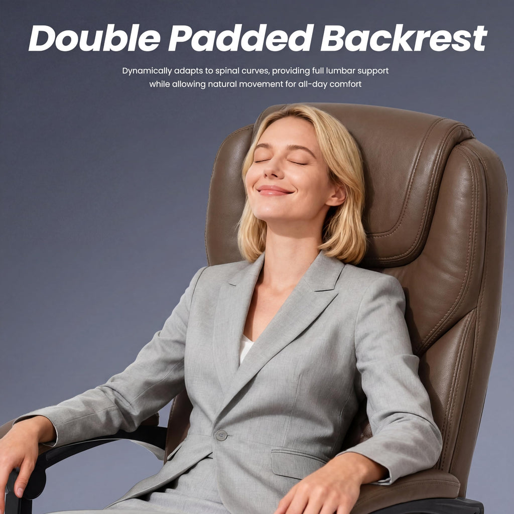 Brown Leather Massage Office Chair with Heat and Footrest K78964