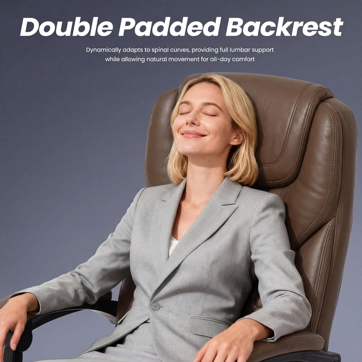 Brown Leather Massage Office Chair with Heat and Footrest K78964