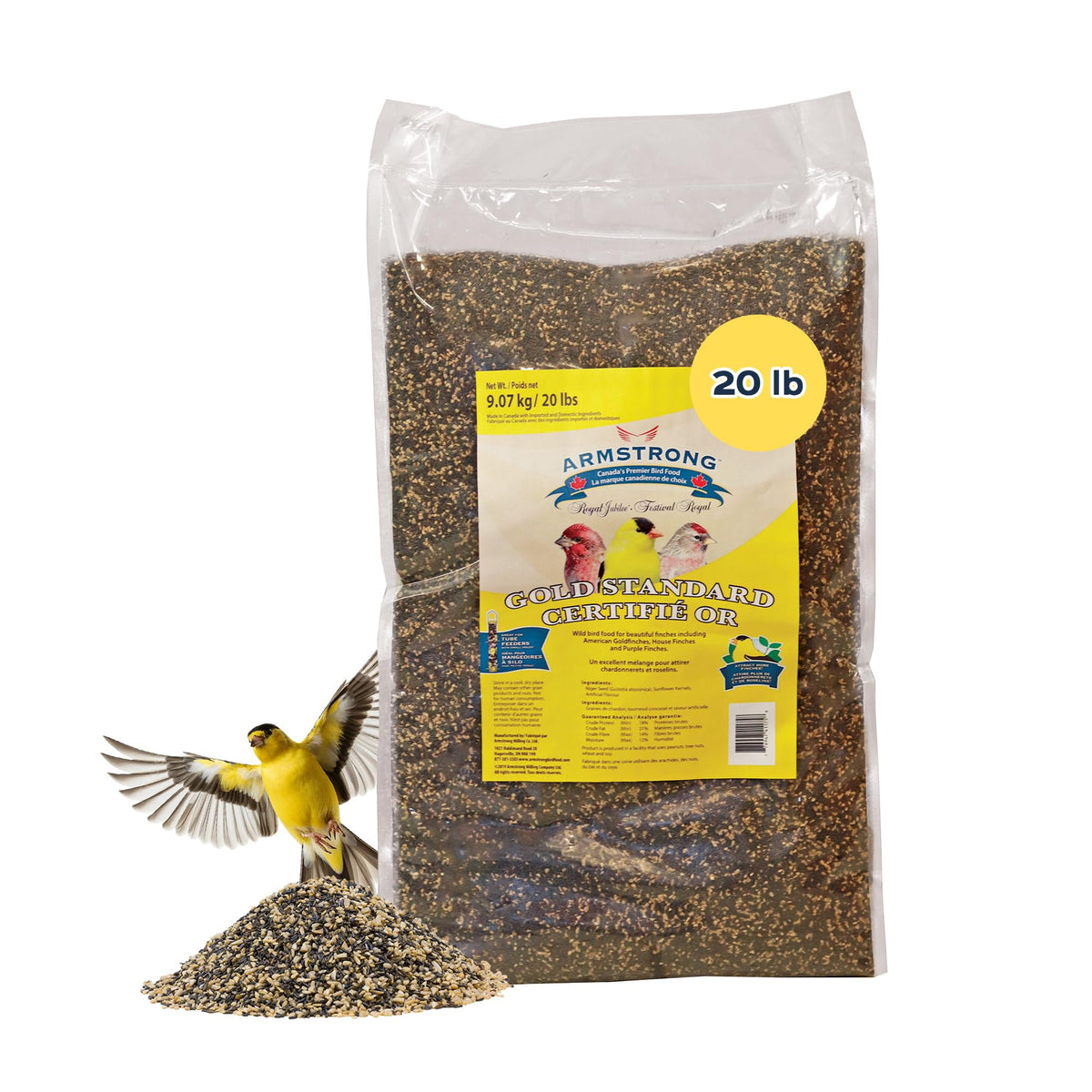 20 Pounds Bird Food with Nyjer Seeds and Sunflower Kernels S60508
