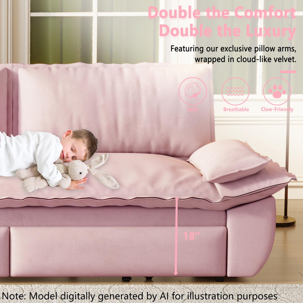 Queen Size Velvet Sleeper Sofa Bed M162