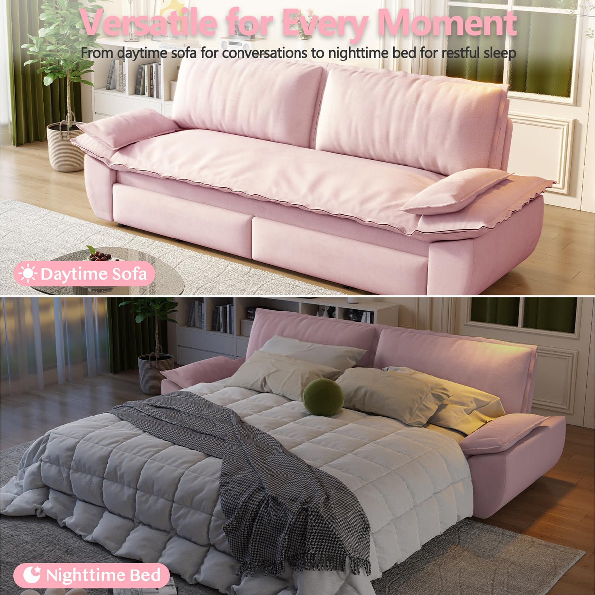 Queen Size Velvet Sleeper Sofa Bed M162