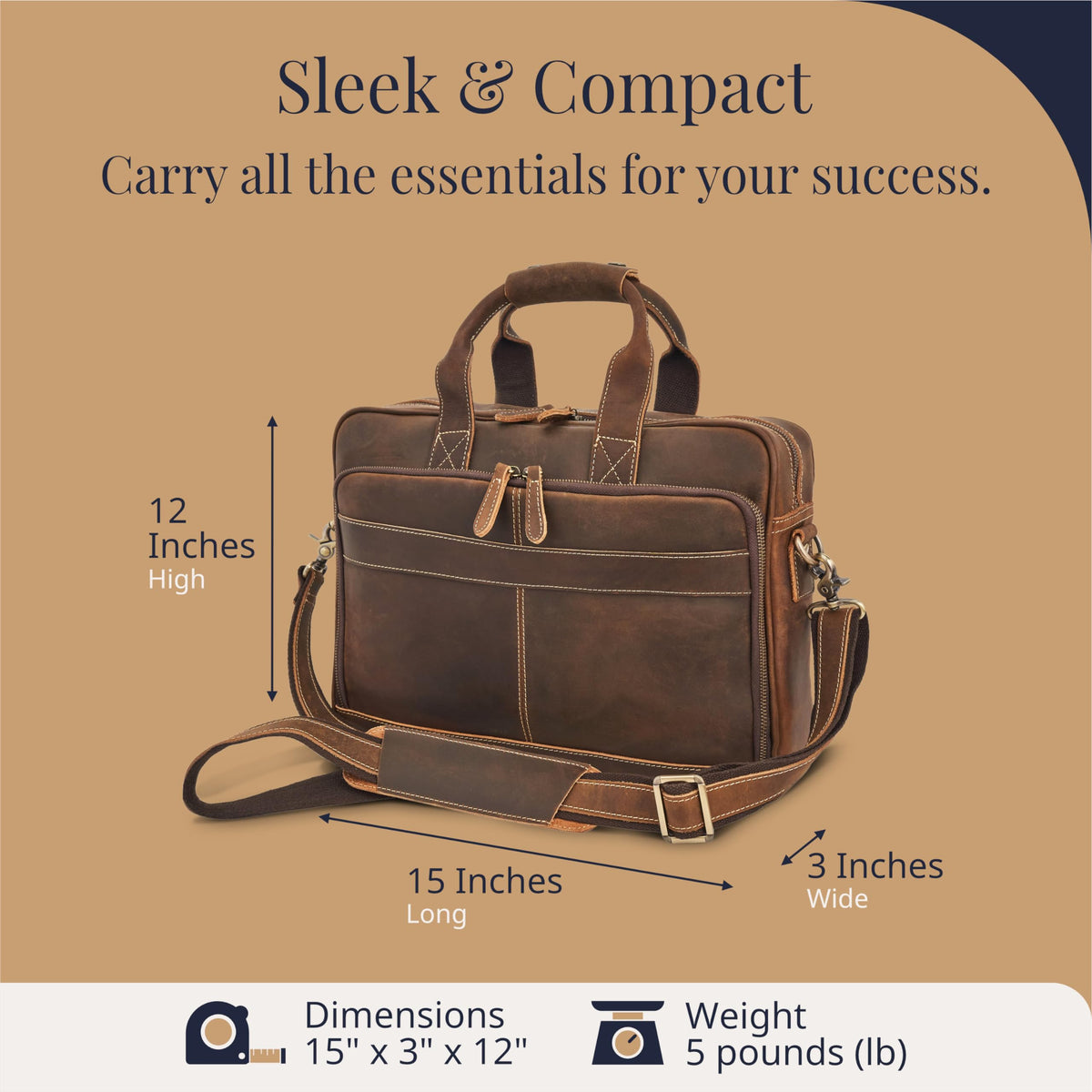 Full-Grain Leather Laptop Briefcase B42383