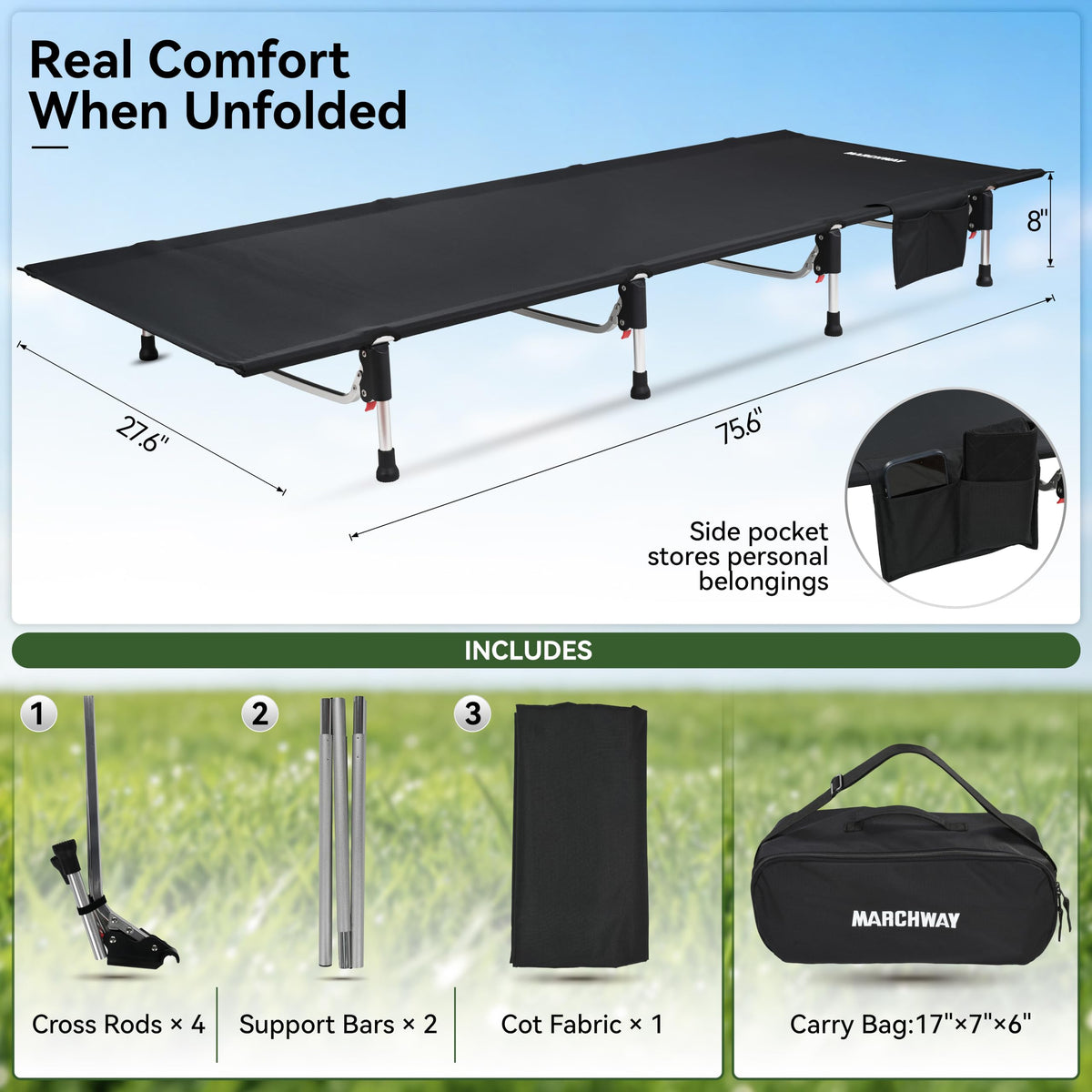 Lightweight Folding Camping Cot Bed B342771