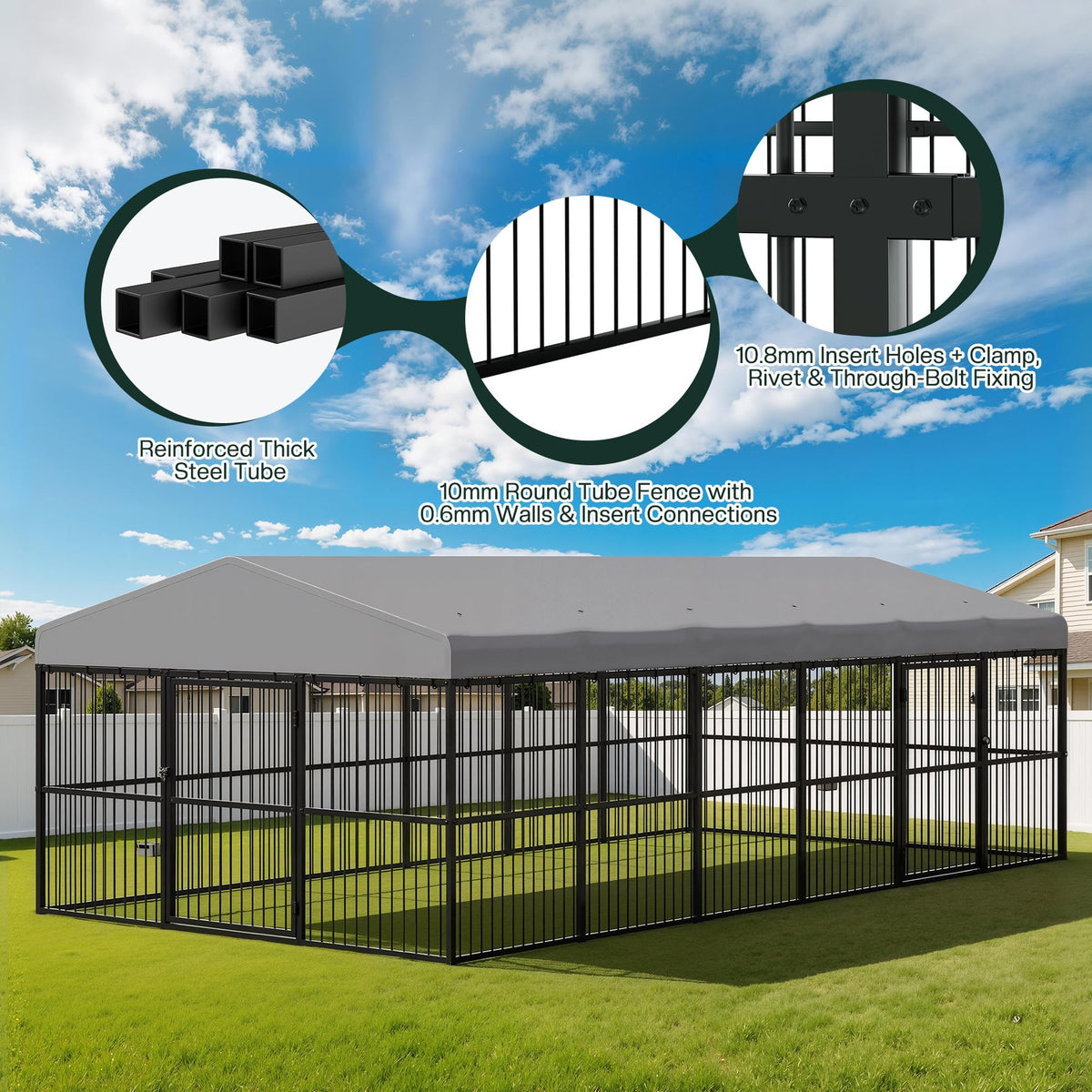 10x20x6.4 FT Outdoor Dog Kennel M684