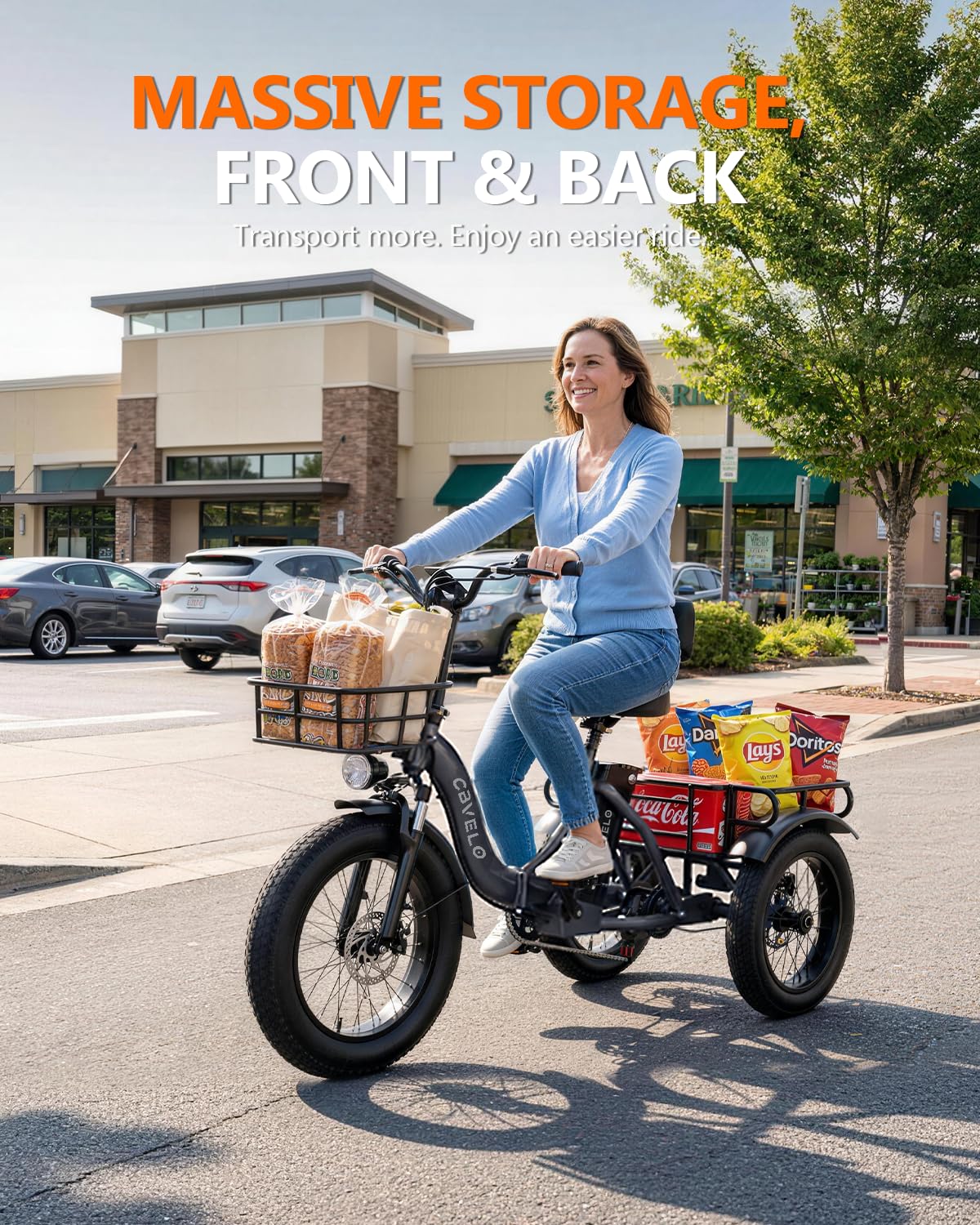 20" Fat Tire 1000W 48V Step-Thru Electric Tricycle with Basket O760