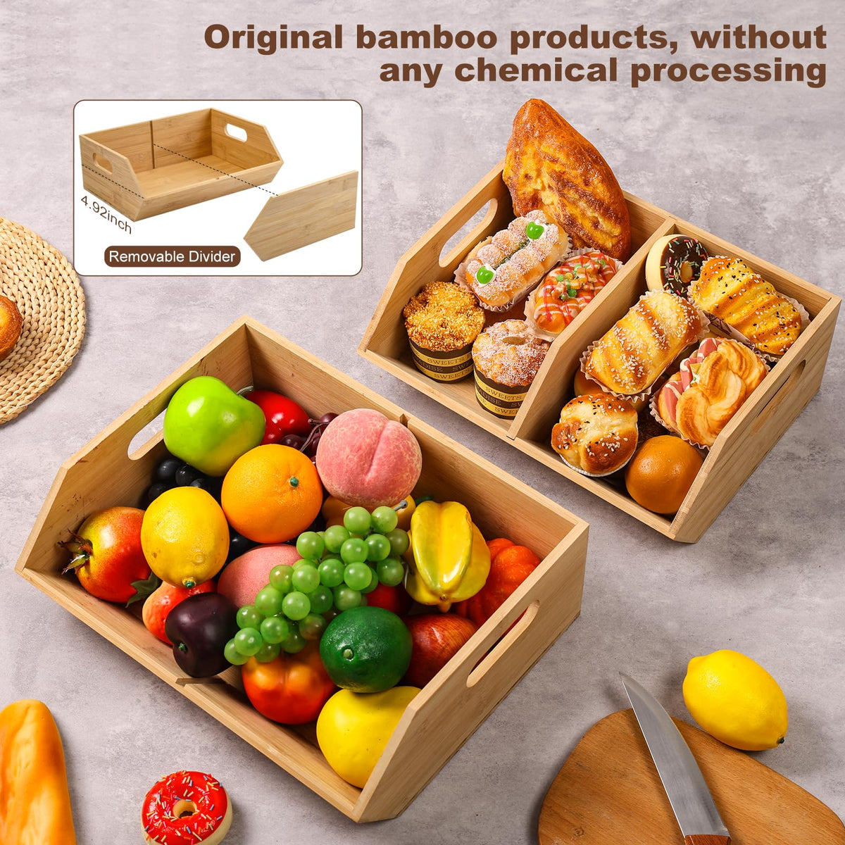 2 Set Bamboo Storage Bins H20794