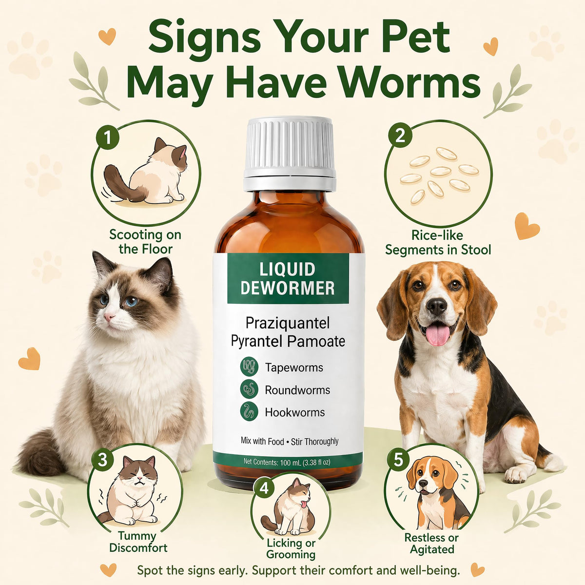 Liquid Dewormer, Praziquantel & Pyrantel Pamoate, 3.38 fl oz A11815