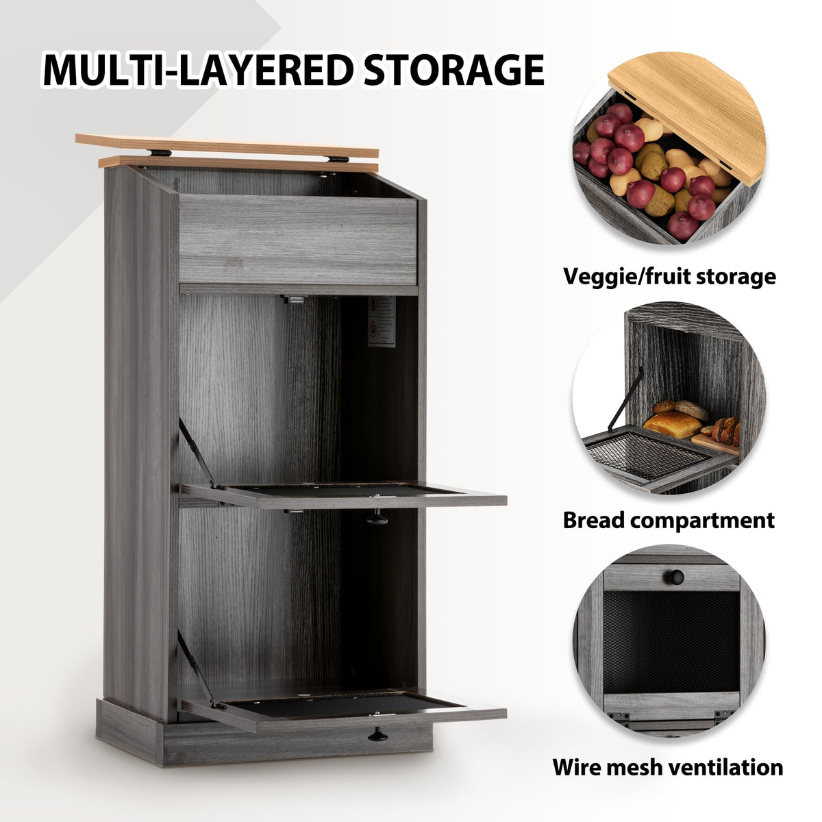 Wooden Potato and Onion Storage Bin with Lid G9057