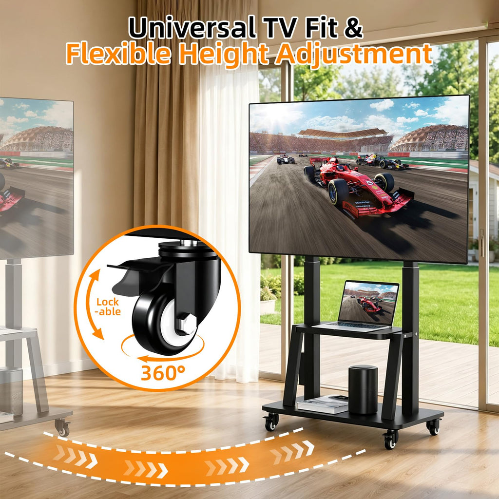 Rolling TV Stand with Power Outlet for 32 to 83 inch TV R698895