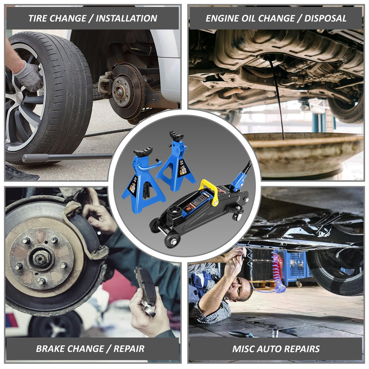2 Ton Car Jack and Stands Kit Blue M8237
