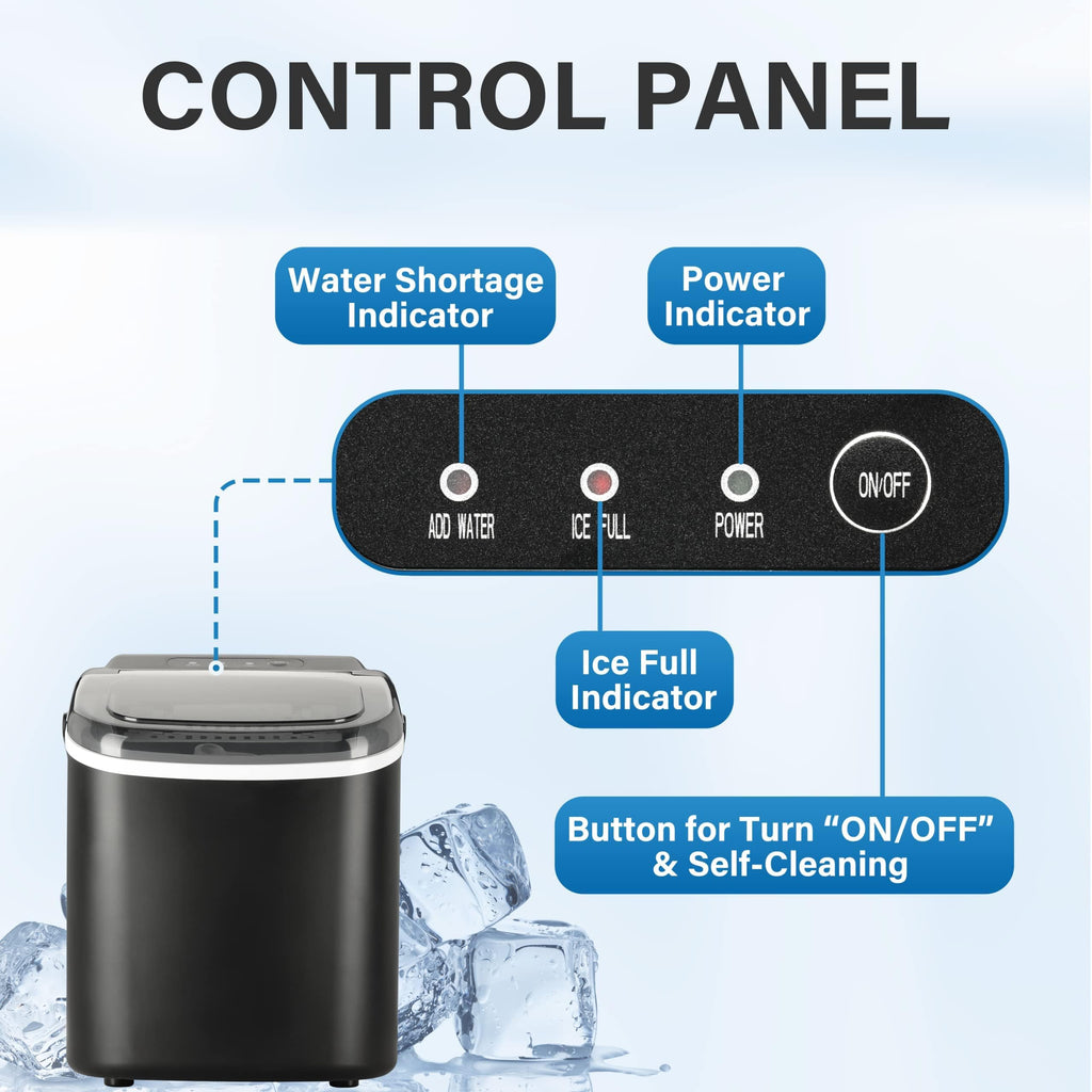 Countertop Ice Maker with Self-Cleaning, Ice Spoon and Basket, Black F841710
