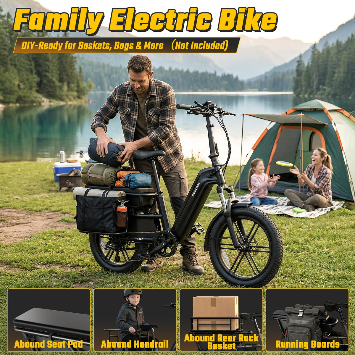 Electric Bike with Seat, 1500W Motor 20" Fat Tire, 48V 15Ah Battery V3641