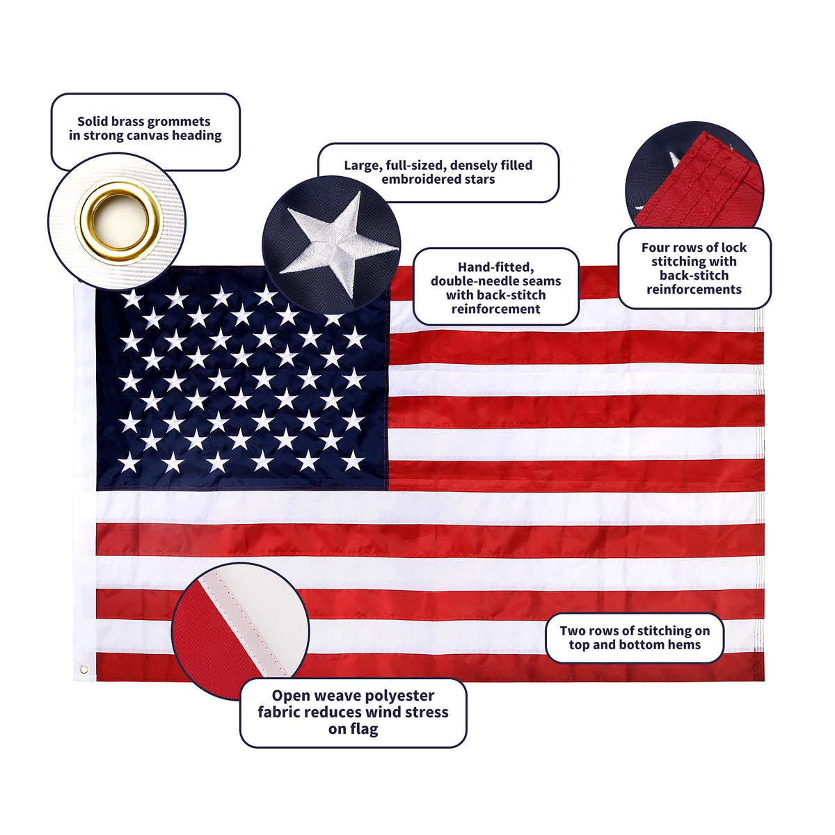 6 Ft Stainless Steel Flag Pole Kit with 3x5 Ft Nylon Flag U7115