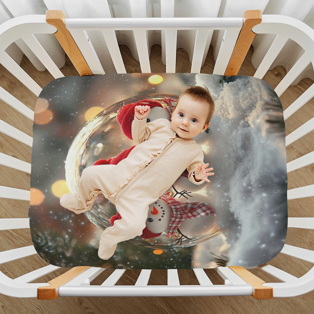 Snowmen Crystal Ball Crib Sheet 52" x 28" Q560