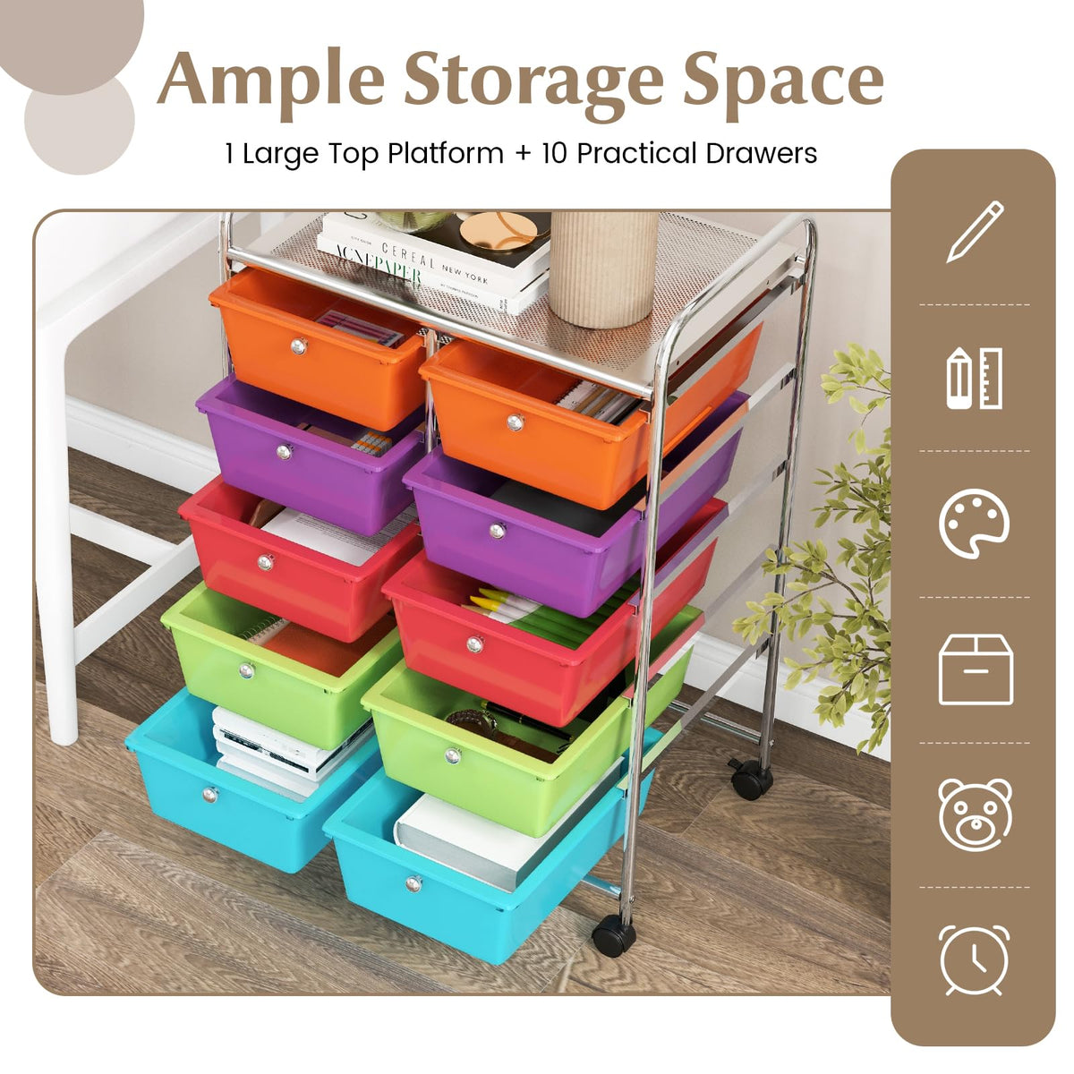 10 Drawer Rolling Storage Cart O164972