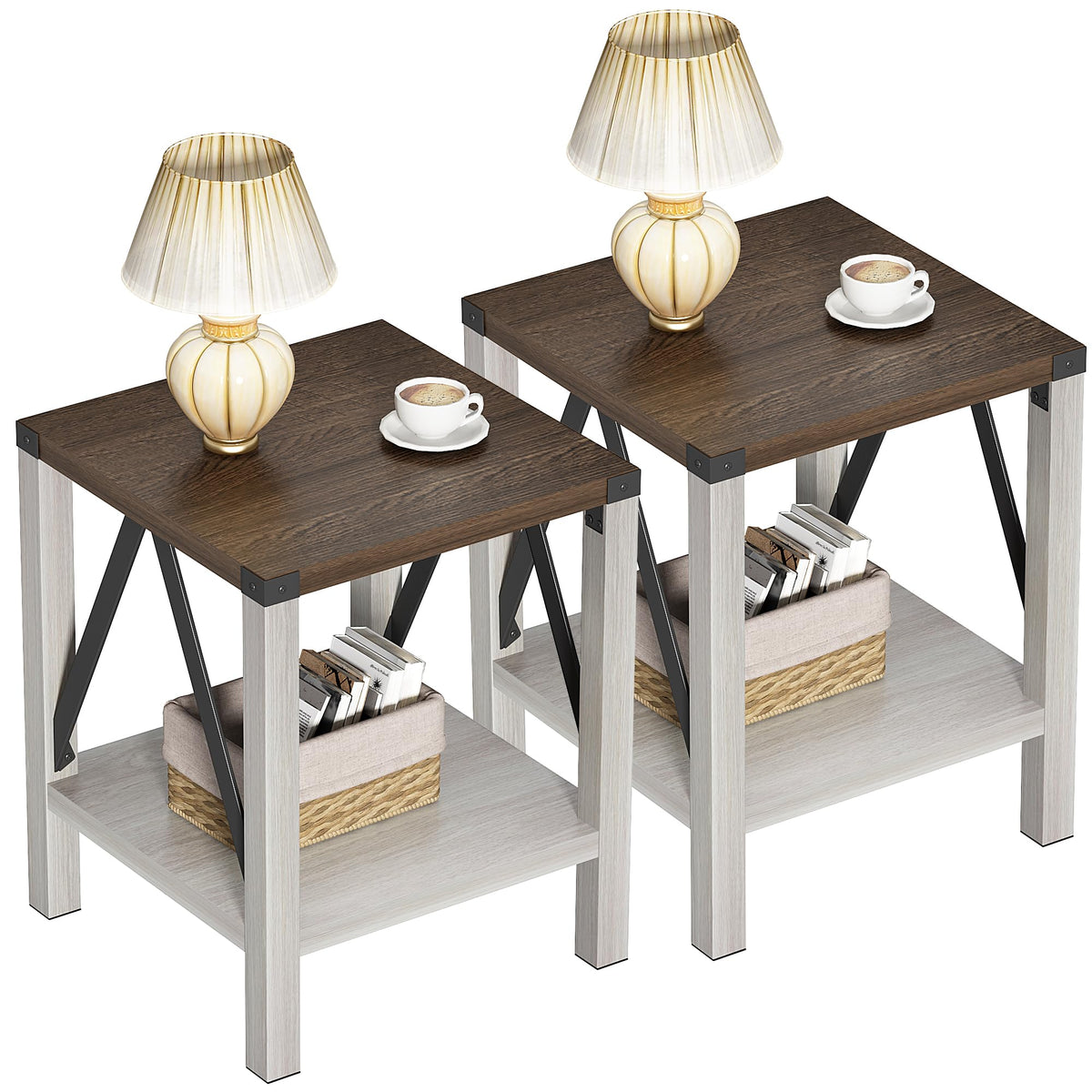 End Table Set of 2 with Storage Shelf N450