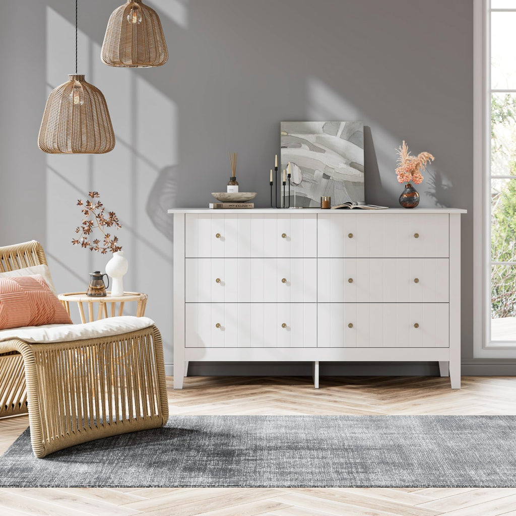White 6 Drawer Dresser W189