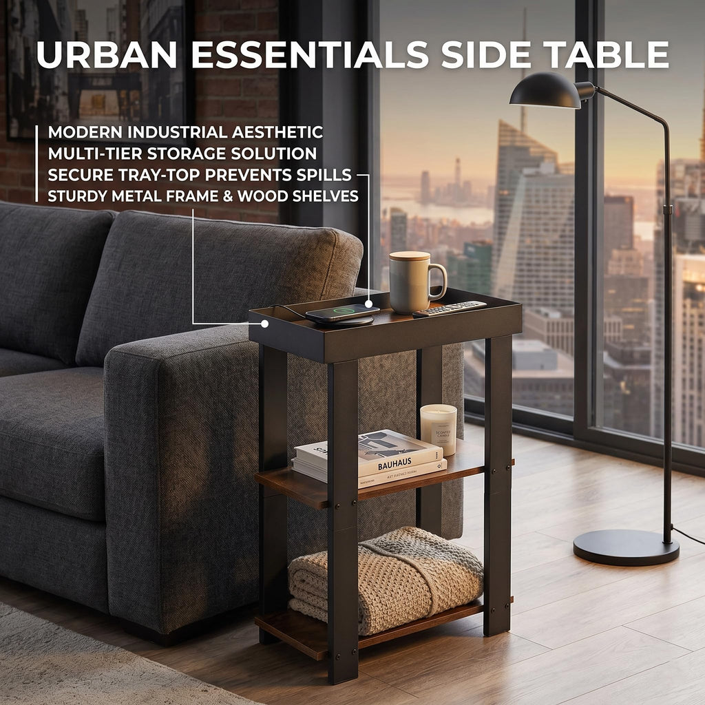 Rustic Brown 3-Tier Narrow Side Table R958086