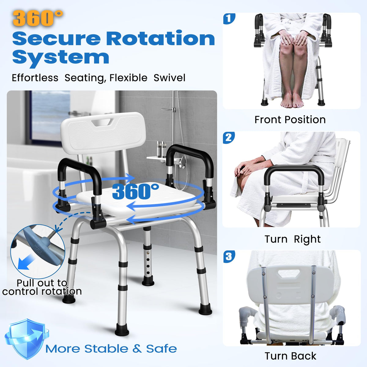 360° Rotating Adjustable Padded Shower Chair L471361