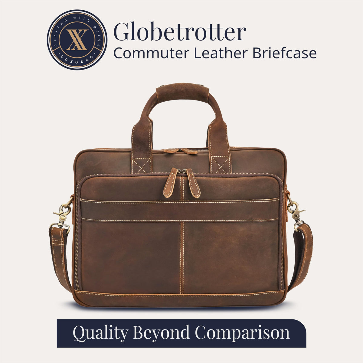 Full-Grain Leather Laptop Briefcase B42383