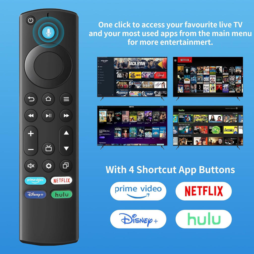 Voice Remote Control for Fire Stick and Cube Smart TVs with 4 App Shortcuts B656