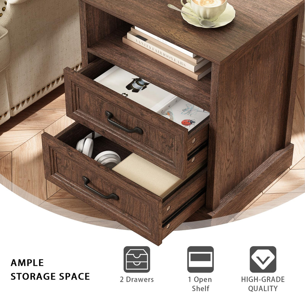 Brown 2 Drawer Nightstand Set of 2 Z746122