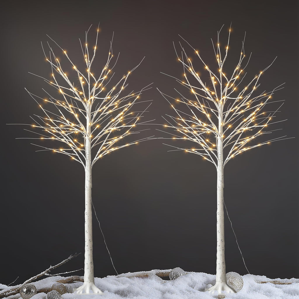 White Birch Tree with Lights, 2PCS Q441974