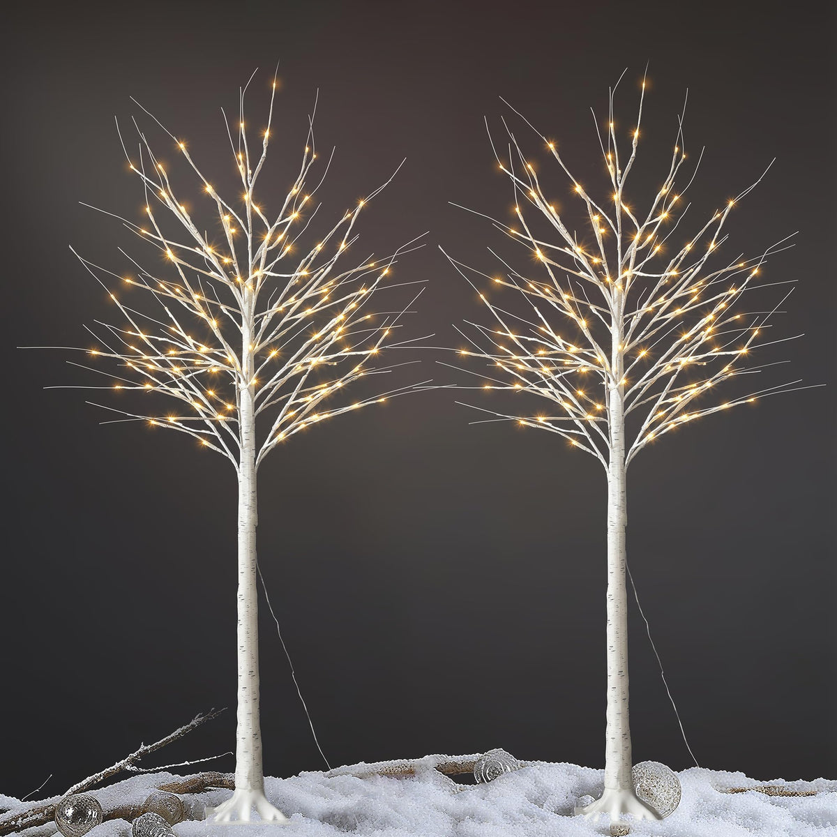 White Birch Tree with Lights, 2PCS Q441974