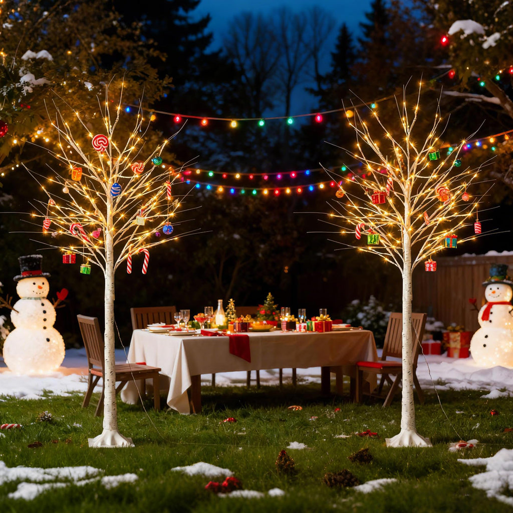 White Birch Tree with Lights, 2PCS Q441974